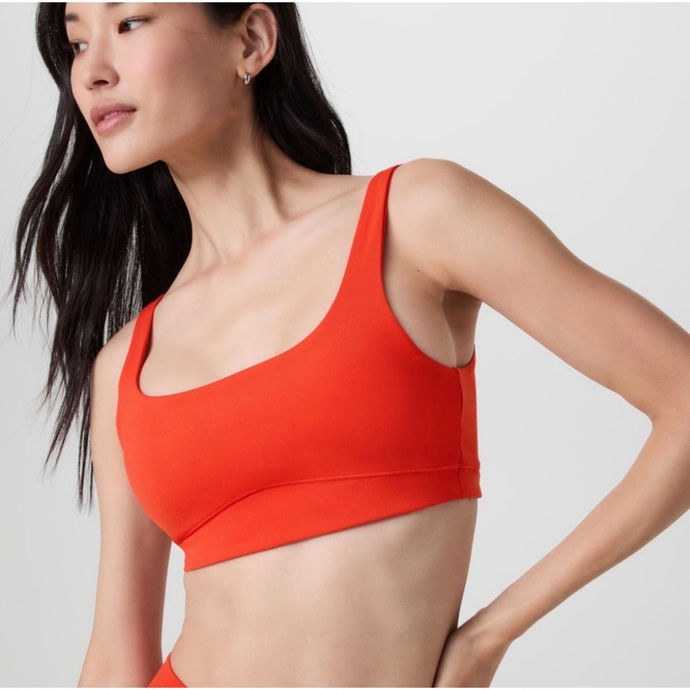 Vuori Alltheform Bra Bright Poppy Orange Scoop Neck Activewear - Medium